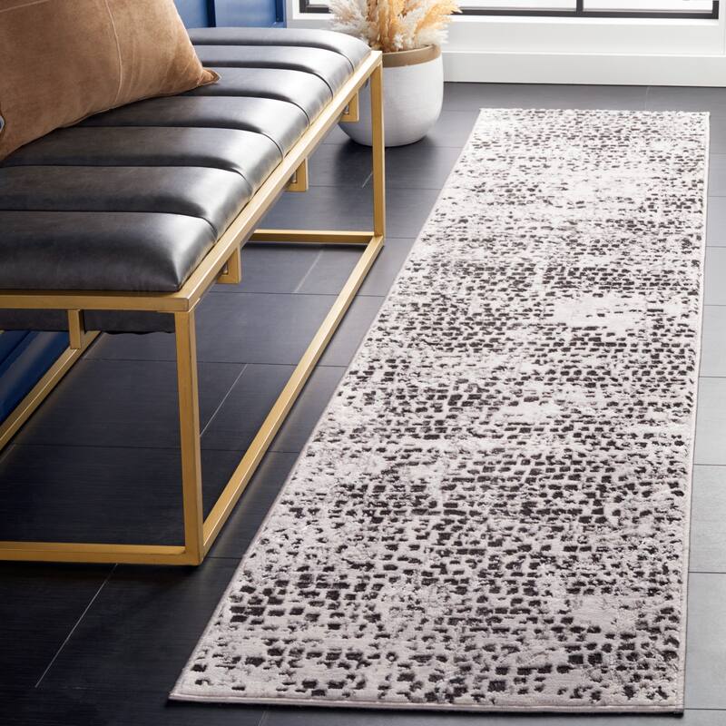SAFAVIEH Amelia Valvi Modern Abstract Rug - 2' x 8' Runner - Charcoal/Grey