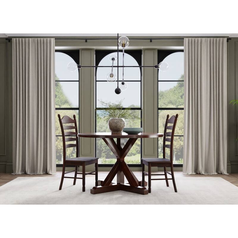 X Base Round Top Pedestal Dining Table - 48" - Espresso Brown