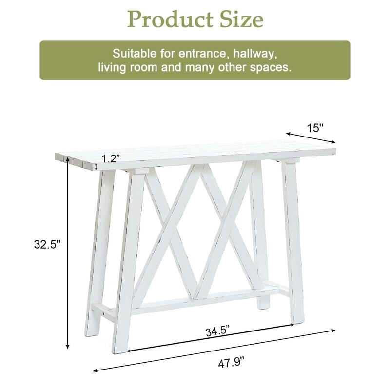 Farmhouse White Console and Entry Table - 32.5" H x 47.9" W x 15" D