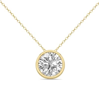 Marquee Certified 1.50 Carat Lab Grown Diamond Bezel Pendant in 14K Yellow Gold