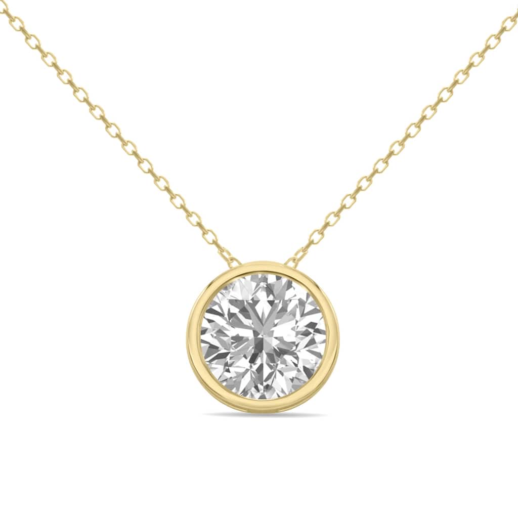 Marquee Certified 1.50 Carat Lab Grown Diamond Bezel Pendant in 14K Yellow Gold
