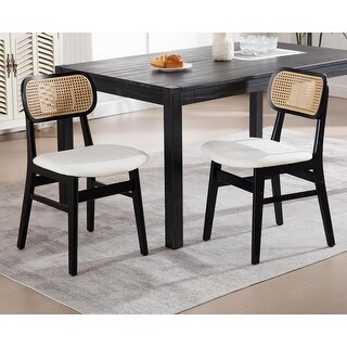 Set of 2 Mid Century Modern Dining Chairs with Black Wood Frame and ...