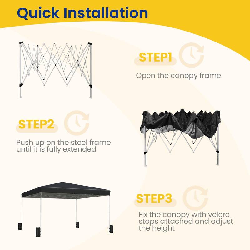 Pop Up Canopy Tent – Outdoor Shade Gazebo with Storage Bag & Sandbags,Easy Setup Canopy for Patio, Camping, Beach