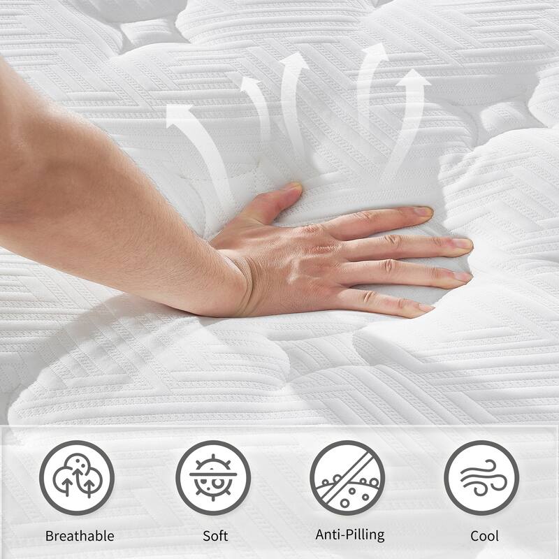 12 Inch Queen Size Hybrid Mattress Individual Pocket Spring Oeko-Tex 100 Breathable Memory Foam Knitted Cover Certipur-Us