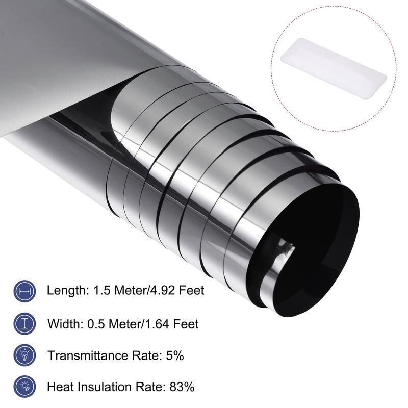 Window Film Sun Light Blocking Film One Way Glass Covering Protection - Black