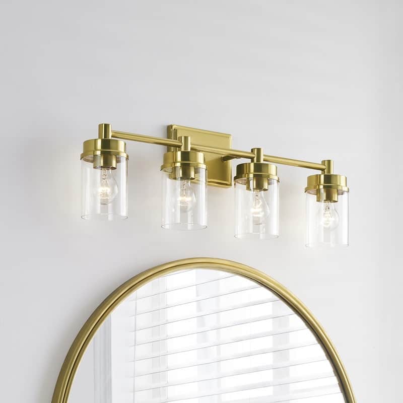 KAWOTI 4-light Modern Bathroom Vanity Light with Cylinder glass