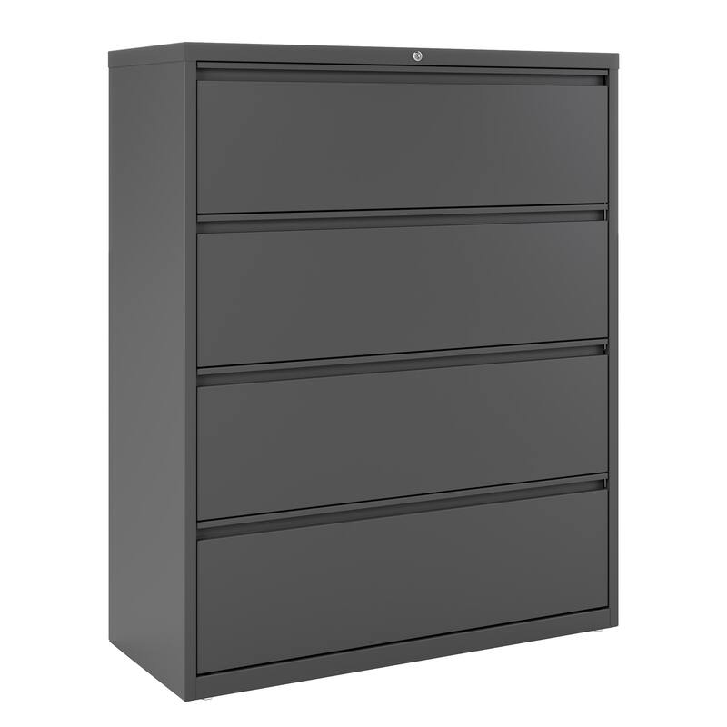 8000 Series 42" Wide 4-Drawer Lateral File Cabinet, Light Gray - Brown