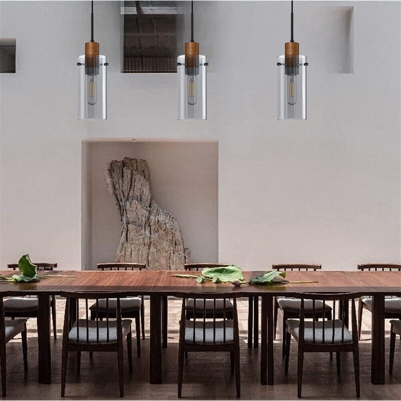 Grey and wood pendant light hot sale