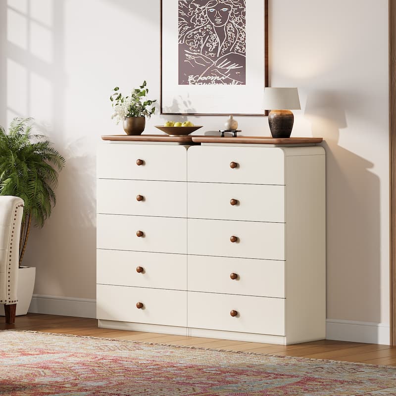 5-Drawer Wood Chest, Tall Storage Cabinet Organizer for Living Room, Bedroom, Closet, Entryway