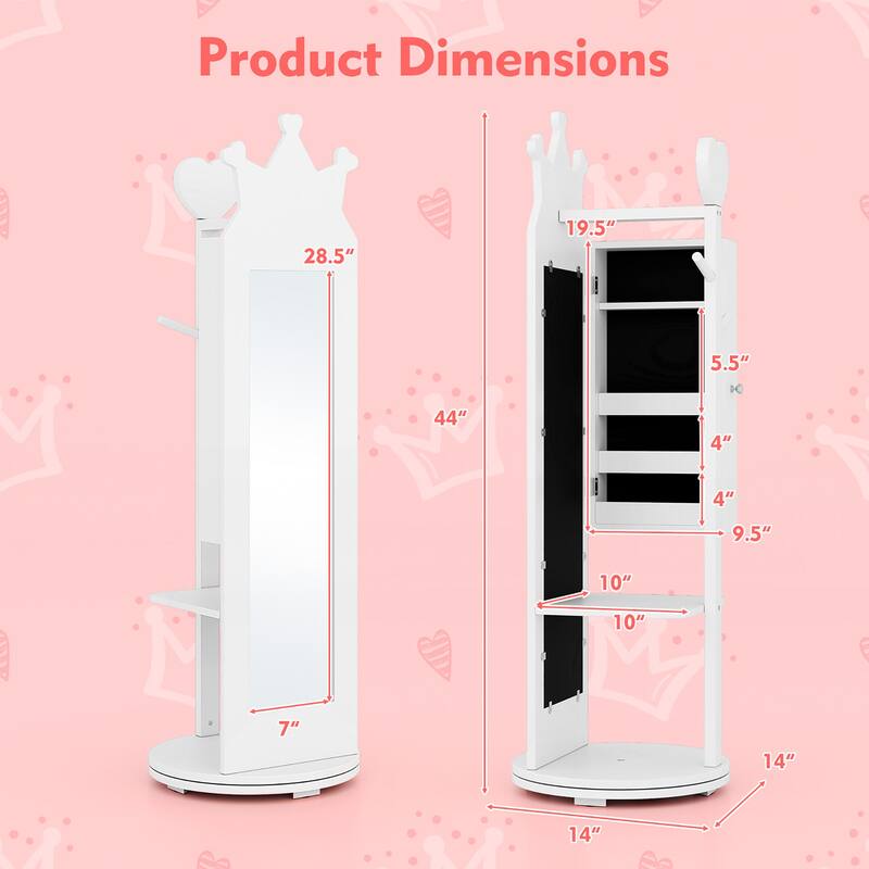 Gymax Kids Vanity Set Princess Makeup Dressing Table & Chair Set w/