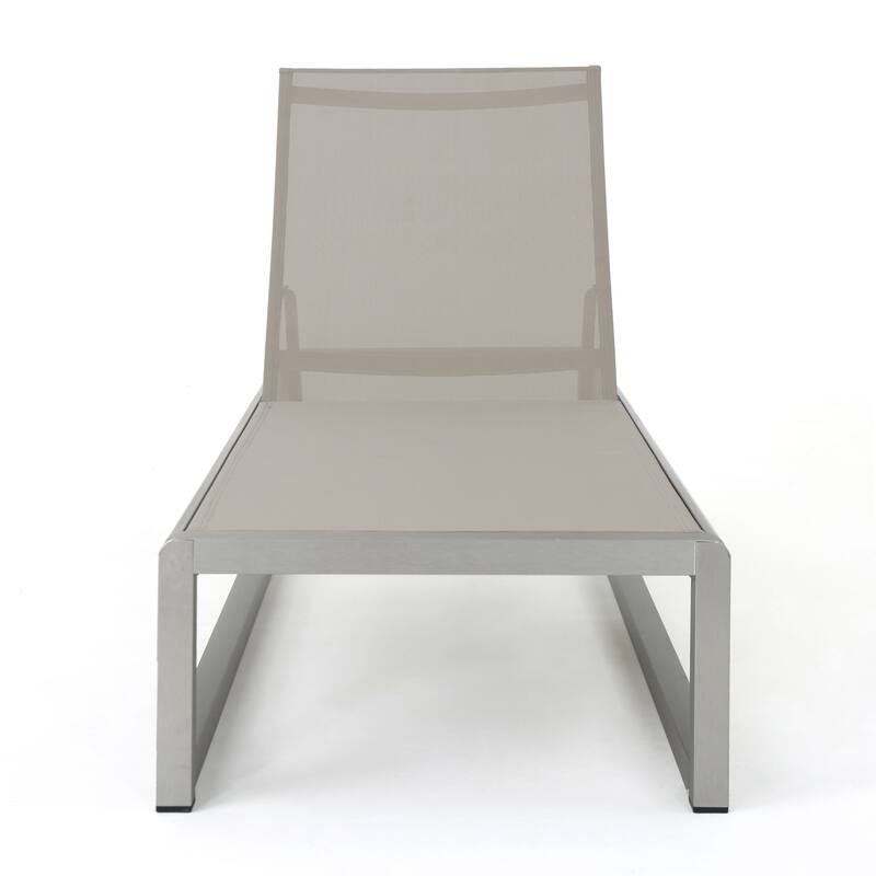 2 Piece Classic Outdoor Mesh Chaise Lounge Set Sun Lounge with Adjustable Backrest for Poolside Patio