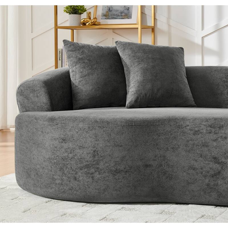 Modern Cloud 4 Seater Sectional Curved Sofa, Minimalist Compression Living Room Couch, No Assembly Needed, Chenille