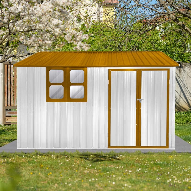 GDFStudio - Sophia Reynolds Spacious and Secure Metal Garden Shed - 10ftx8ft - white