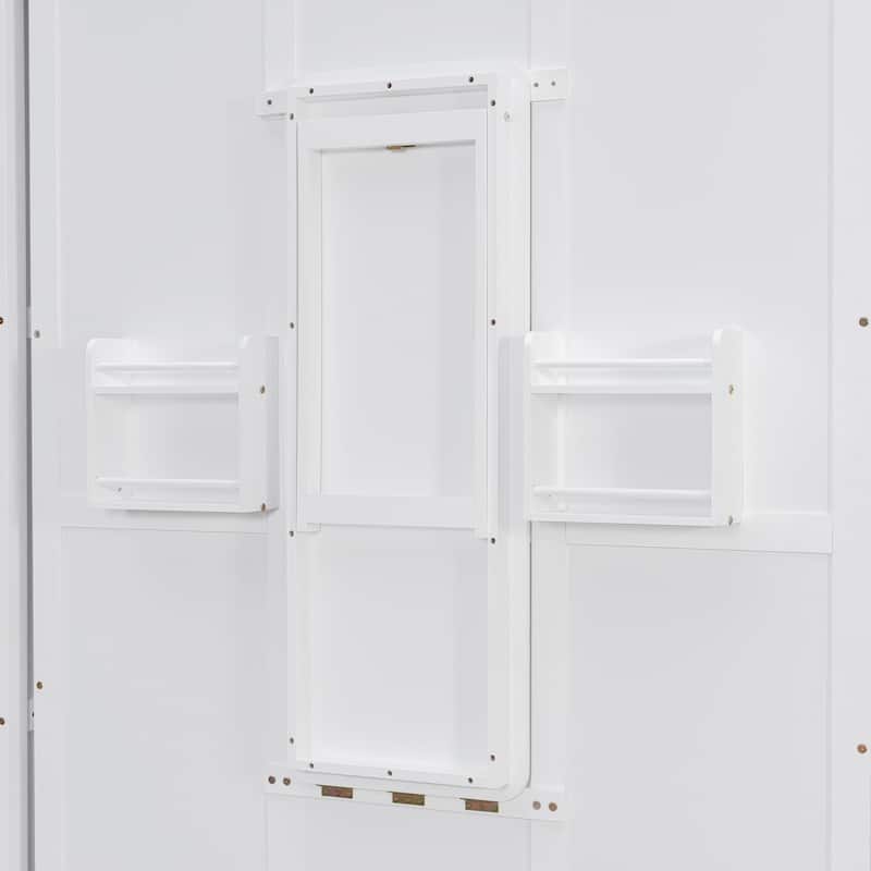 Rotating Murphy Bed Wall Bed Queen Size with Convertible Desk Side Shelves