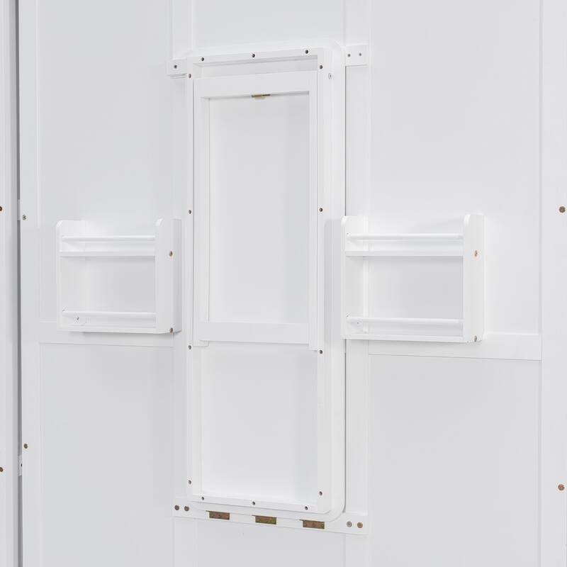 Rotating Queen Size Murphy Bed Foldable Bed Frame with Hidden Wall Cabinet, Side Shelves, Convertible Desk and Bookshelves