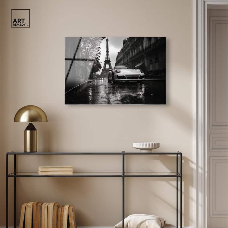 Driving in the Rain Paris Acrylic by Art Remedy, Ready to Hang