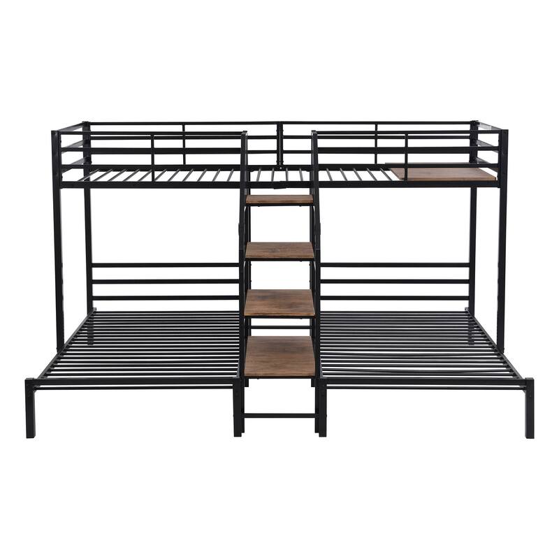 Metal Twin over Twin Triple Bunk Bed Bunk Bed with Storage Shelves