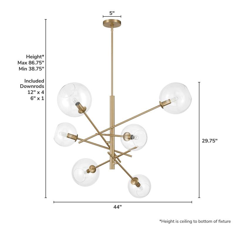 Hunter Farling 6-Light Chandelier - Entry, Dining Room, Living Room - Contemporary, Transitional - Adjustable