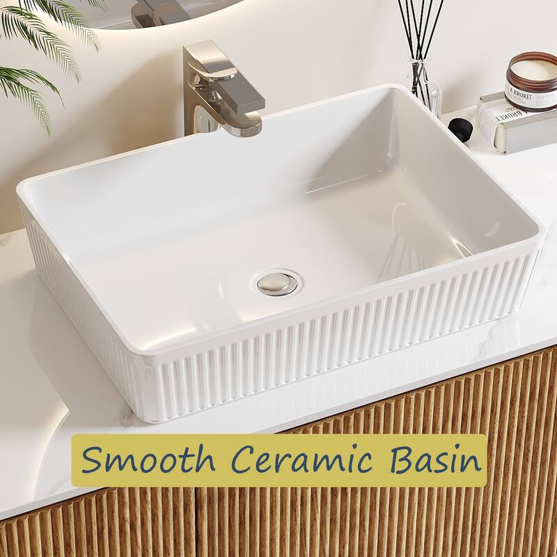 Modern 35.4" Single Bathroom Vanities,Floating Vanitiy with White Table top