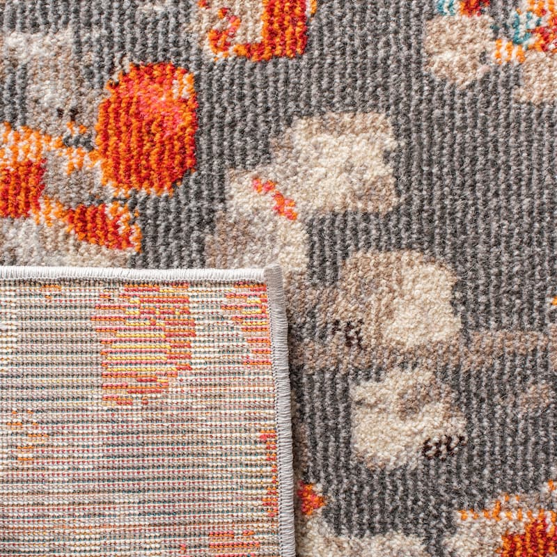 SAFAVIEH Madison Gudlin Modern Abstract Watercolor Rug - 3' x 3' Square - Grey/Orange - Square