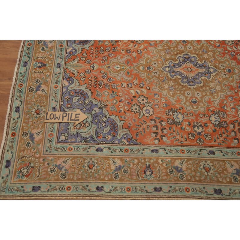 Hand Knotted Oriental 100% Wool Carpet Traditional Floral Oranges & Rust Tabriz Area Rug - 6' 6'' X 4' 11''