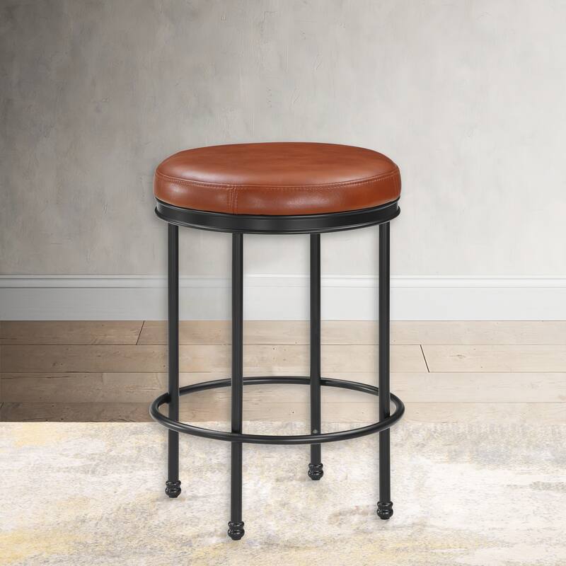 Faux Leather Backless Counter Height Stool