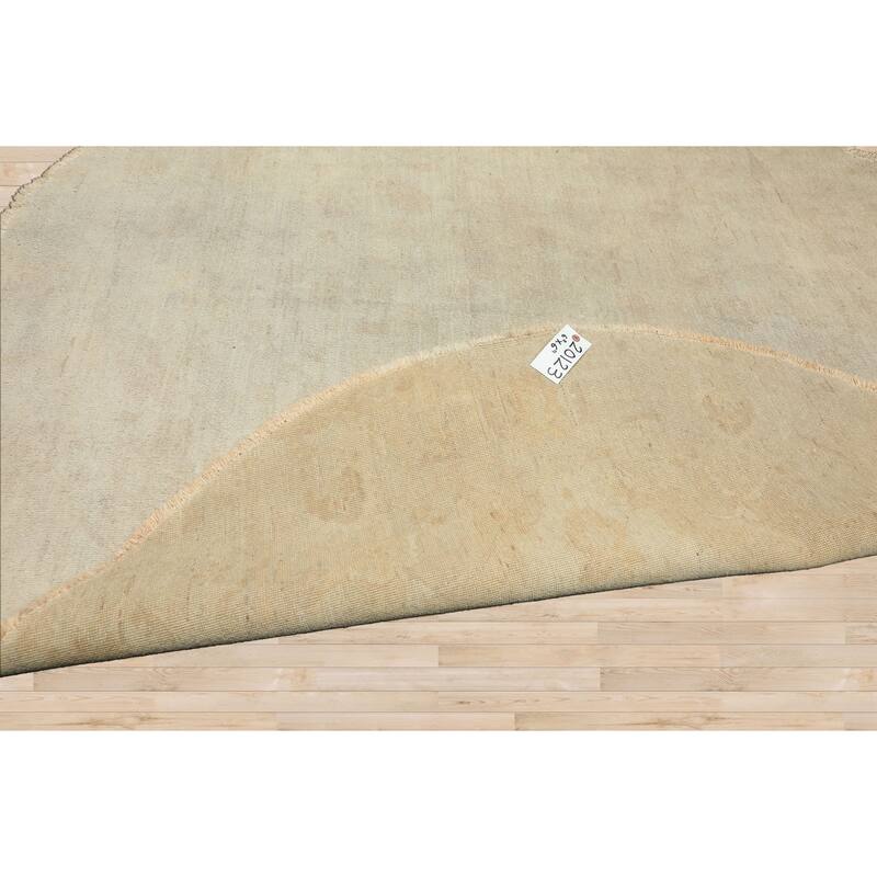 6x6 Round Hand Knotted Wool Gray Peshawar Modern & Contemporary Oushak Area Rug - 6' x 6' -Round