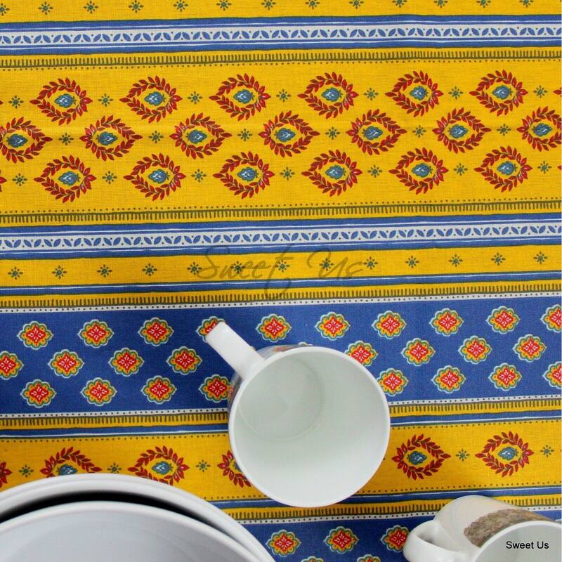 Wipeable Stain Resistant French Chateau Cotton Floral Tablecloth