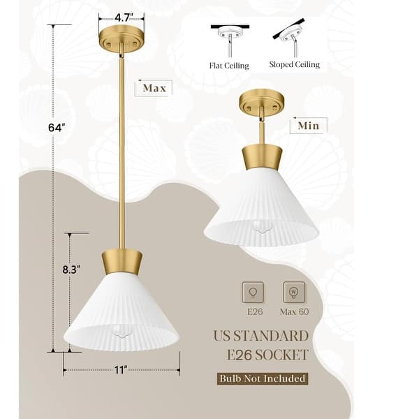 dimension image slide 1 of 2, 11 Inch 1-Light Kitchen Island Pendant Light