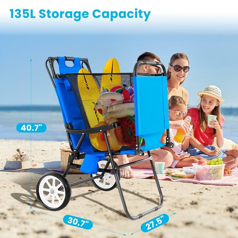 Beach Lounge Chair with Wheels and Canopy, Perfect for Pool or Picnic