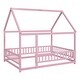 preview thumbnail 19 of 50, Full Size Wooden Bed House Bed with House Roof ,Fence Guardrails