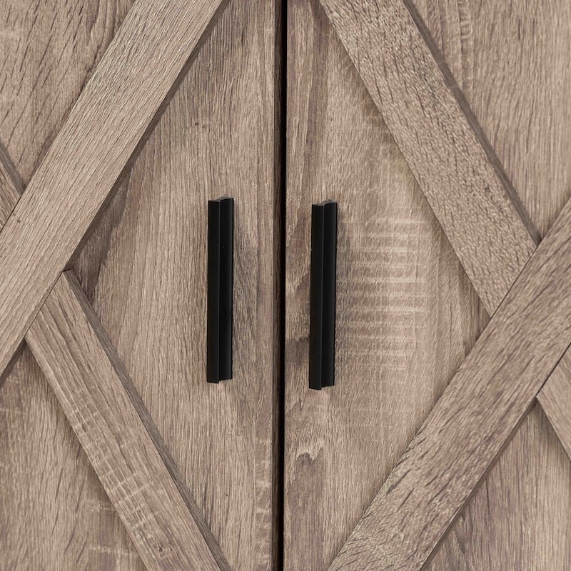 Wayne Oak Brown Finished Wood 2-Door Shoe Storage Cabinet