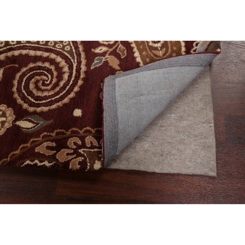 Floral Paisley Oriental Red Wool Area Rug Hand-tufted Office Carpet - 5'0" x 8'0"