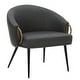 preview thumbnail 7 of 12, Mid-Century Modern Faux Leather and Metal Accent Chair - Vintage Charcoal and Black and Aged Gold