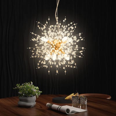 9 Lights Modern Crystal Chandelier Gold Dandelion Chandelier
