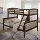 preview thumbnail 16 of 18, Slat Design Twin over Full Bunk Bed with Angled Ladder in Dark Walnut Dark Cherry