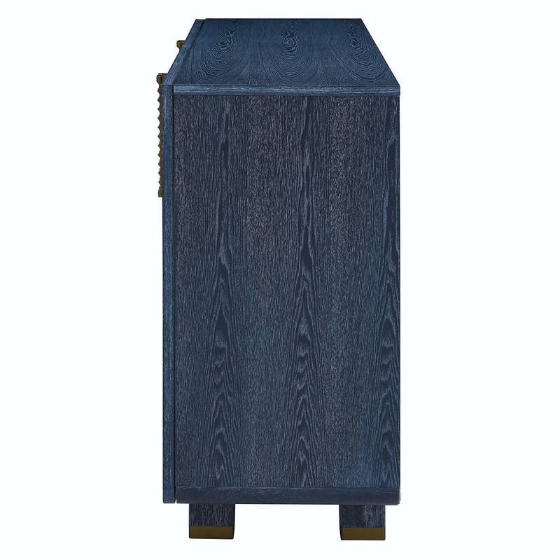 54" Retro Buffet Cabinet with Storage, 4-Door Vintage Fluted Sideboard Cabinet