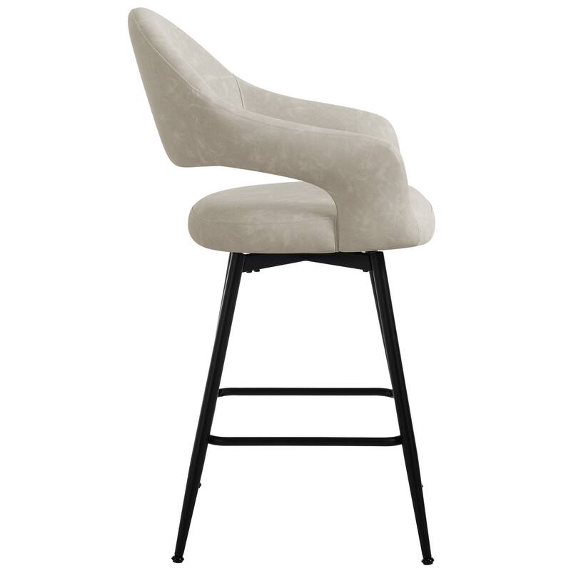 26" Velvet/ Faux Leather Counter Height Swivel Bar Stools Set of 2/4 - 39.2"H x 20.4"W X 22"D