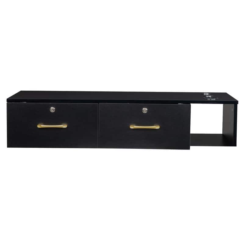 Wood Wall Mount Storage Cabinet Salon Stations with 2-Drawer