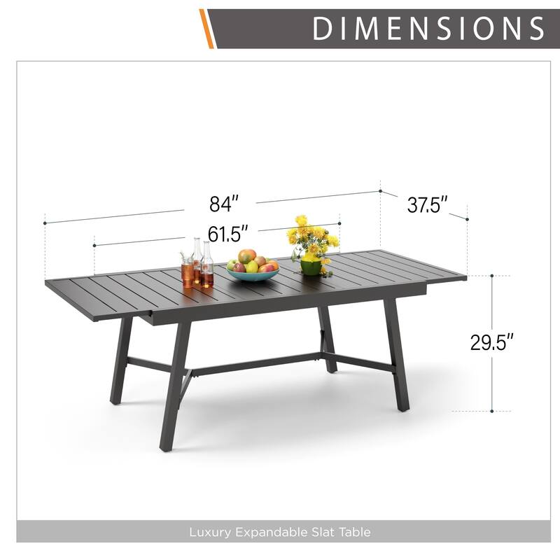 MAISON ARTS 7/9-Piece Patio Dining Set Metal E-coating of 6 Upgraded Back Pattern Chairs & 1 Expandable Metal Table