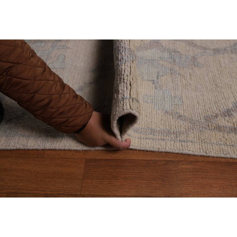 Vegetable Dye Oushak Turkish Large Rug Handmade Floral Wool Carpet - 13'9"x 19'3"