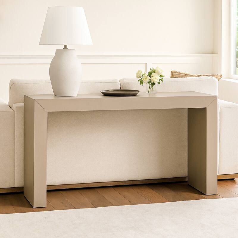 Somy Modern Sofa Console Table, 60 Inch Wide Top, Natural Gray