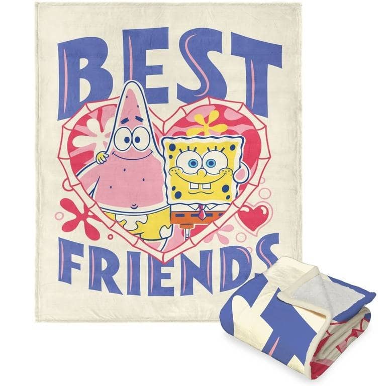 Nickelodeon Spongebob Squarepants Valentine's Day Silk Touch Sherpa Throw Blanket - 50" x 60" - Best Friends