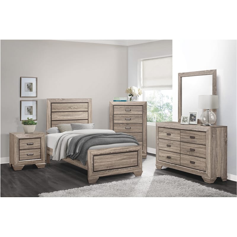 Valli 4 Piece Light Gray Panel Bedroom Set - Queen