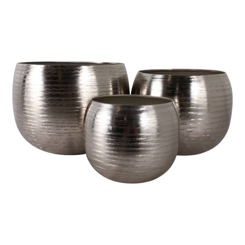 Metal Modern Decorative Planters Garden or Indoor Display (Set of 3) - 14" x 14" x 11"