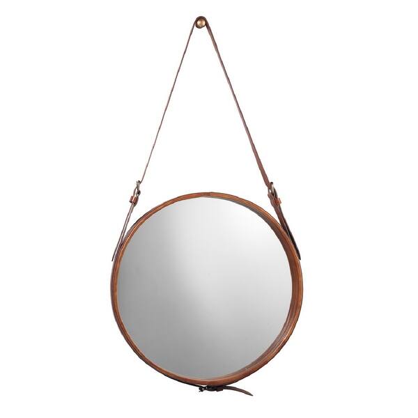 Shop 16 Brown Leather Frame Small Round Mirror With Brown Strap