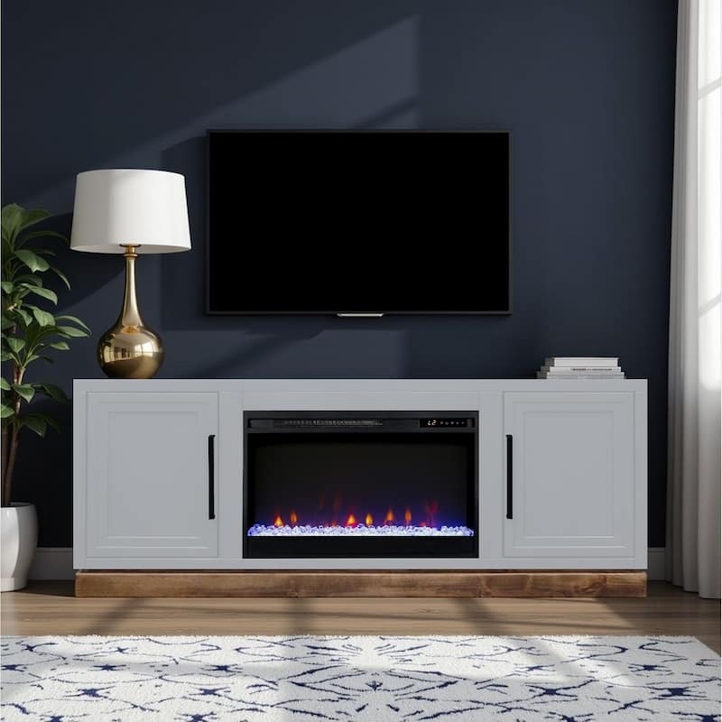 Bridgevine Home Nora 64 inch Fireplace TV Stand, for TVs up to 85 inches, Two-Tone Finish