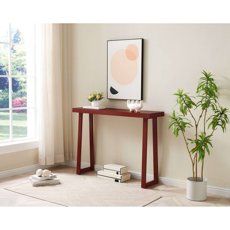 Claude Collection Wood 44" Modern Console Table with Shelf - Red