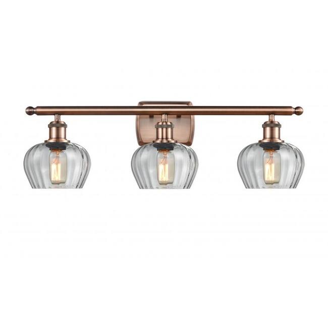 Innovations Lighting Fenton 3 Light 26" Wide Bathroom Vanity Light - Antique Copper / Clear