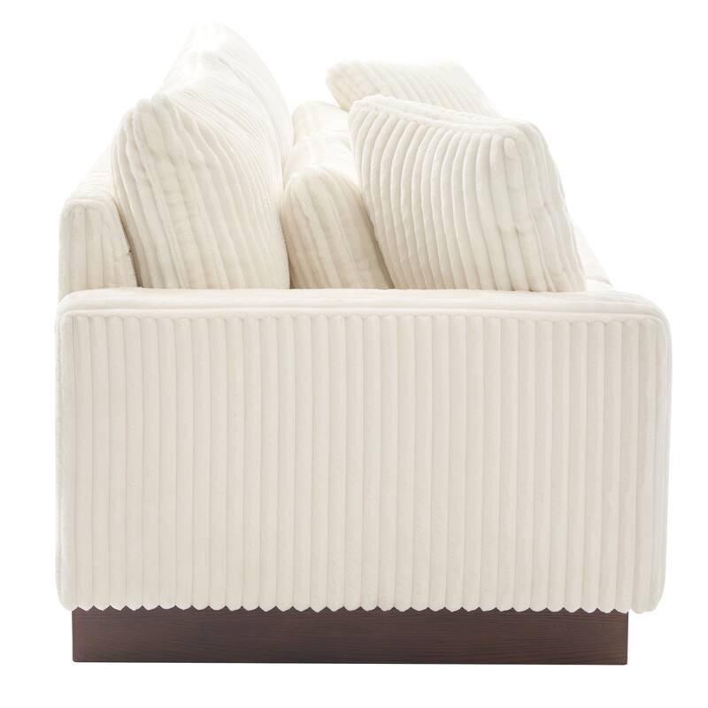 Roomfitters Modern Corduroy Loveseat Sofa with 4 Pillows, Upholstered 2-Seater Couch